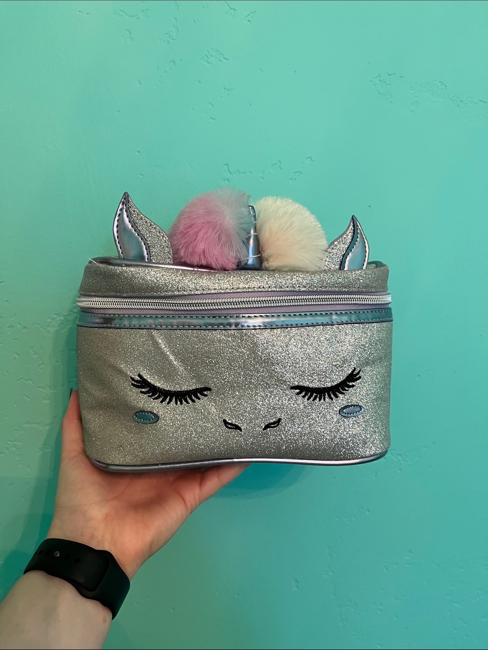 NWT Under One Sky Glitter Unicorn Cosmetic Bag Case